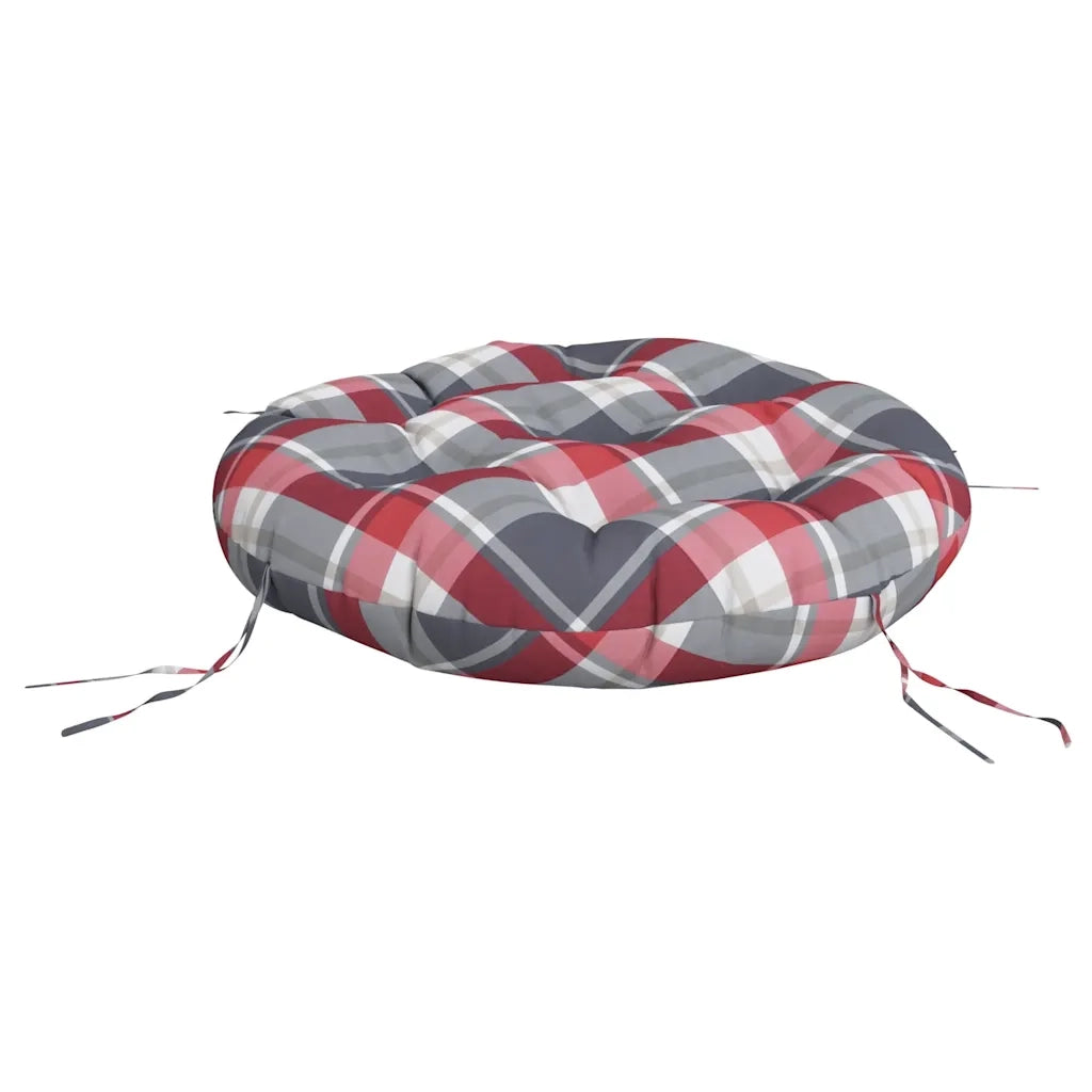 Cuscino Rotondo Rosso Motivo a Quadri Ø 60x11 cm Tessuto Oxford 361953