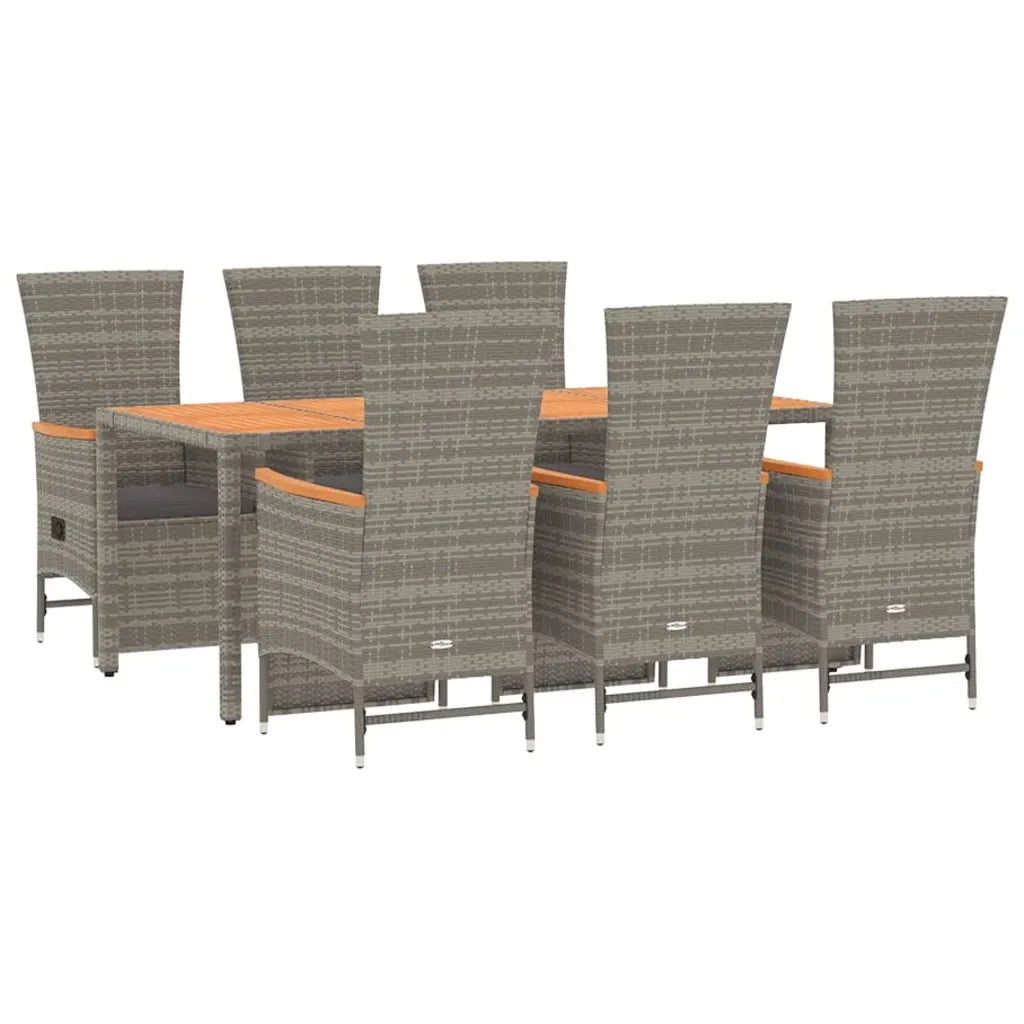 Set da Pranzo da Giardino 7 pz con Cuscini in Polyrattan Grigiocod mxl 101135