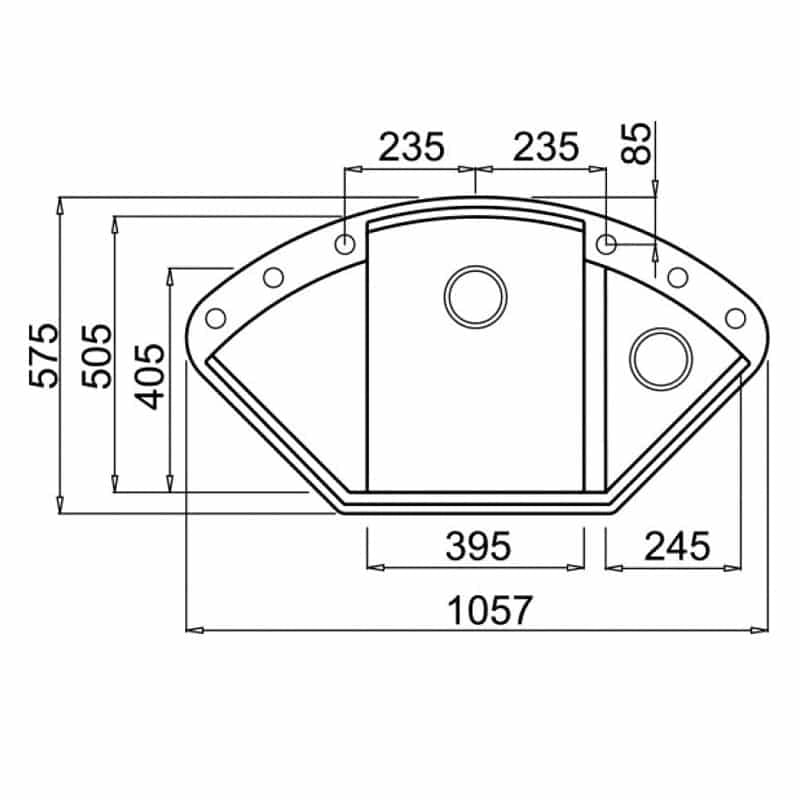 Lavello Elleci Incasso Easy CORNER Metaltek Grigio Titanium LMYCOR73