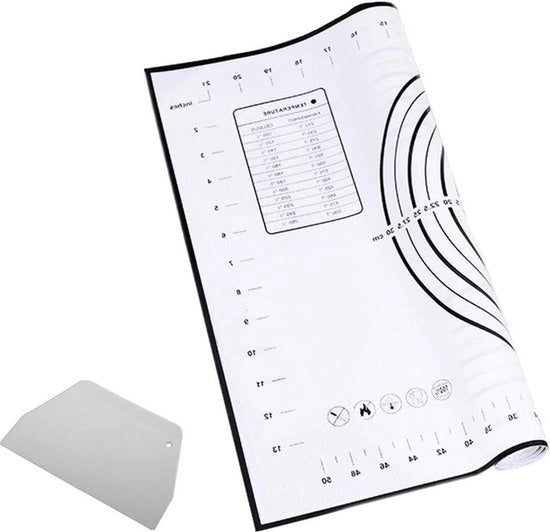 Matte di silicone extra spesso - nero - non aderente - con misuratore - per fondant - per rotazione della pasta - 40 x 50 cm