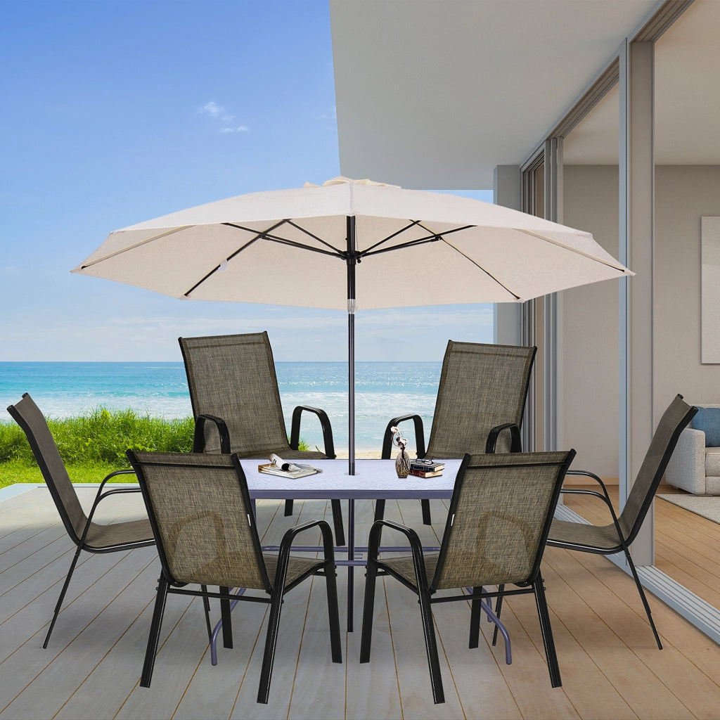 Sedia da Giardino Set 6 Pezzi ¨C zephmum ¨C Impilabile in Metallo e Tessuto, Marrone