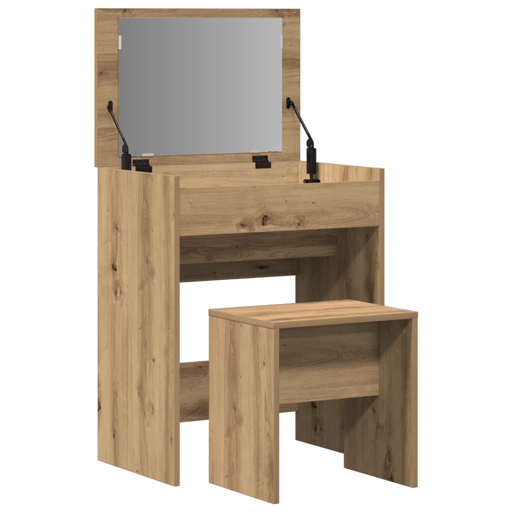 Toeletta con Specchio in Legno Ingegnerizzato Rovere Artigianale