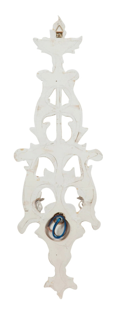 Biscottini Lampada Applique Shabby in legno e ferro finitura bianco anticato Made In Italy