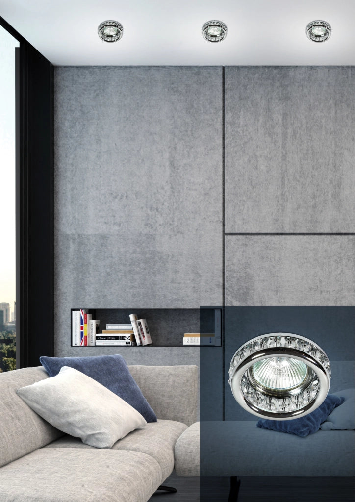 Faretto da incasso cromato rotondo cristallo 1xMR16 Candellux