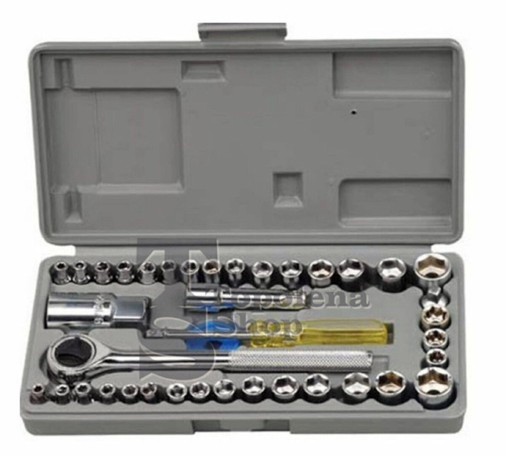 KIT SET CHIAVI A BUSSOLA CON CRICCHETTO 40 PEZZI GIRAVITE VALIGETTA IN PLASTICA