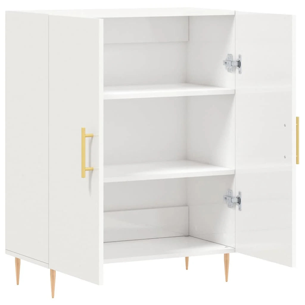 Buffet credenza cassettiera mobiletto mobile contenitore organizer per cucina soggiorno finitura lucida 69,5 x 34 x 90 cm legno ingegnerizzato bianco 02_0030751