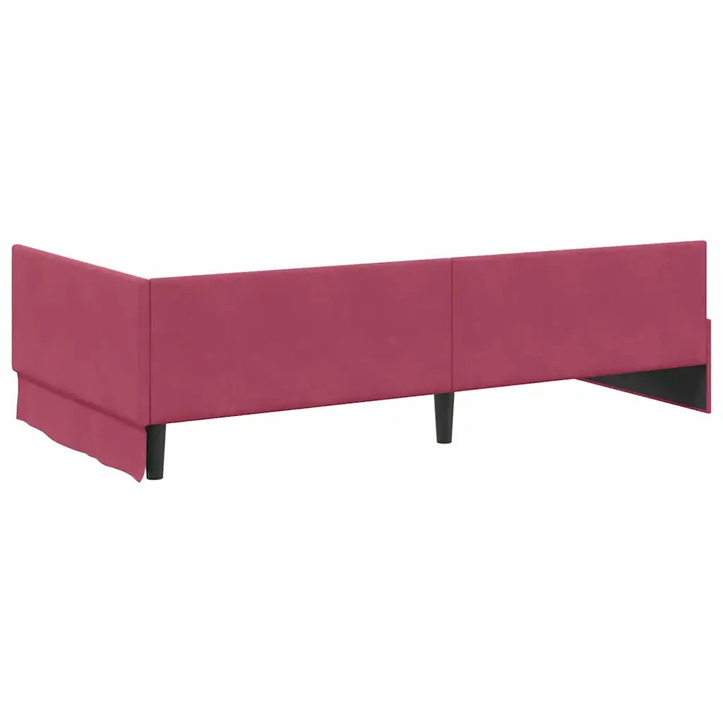 Cornice del letto ad angolo Rosso Vino 100 cm x 200 cm Velluto