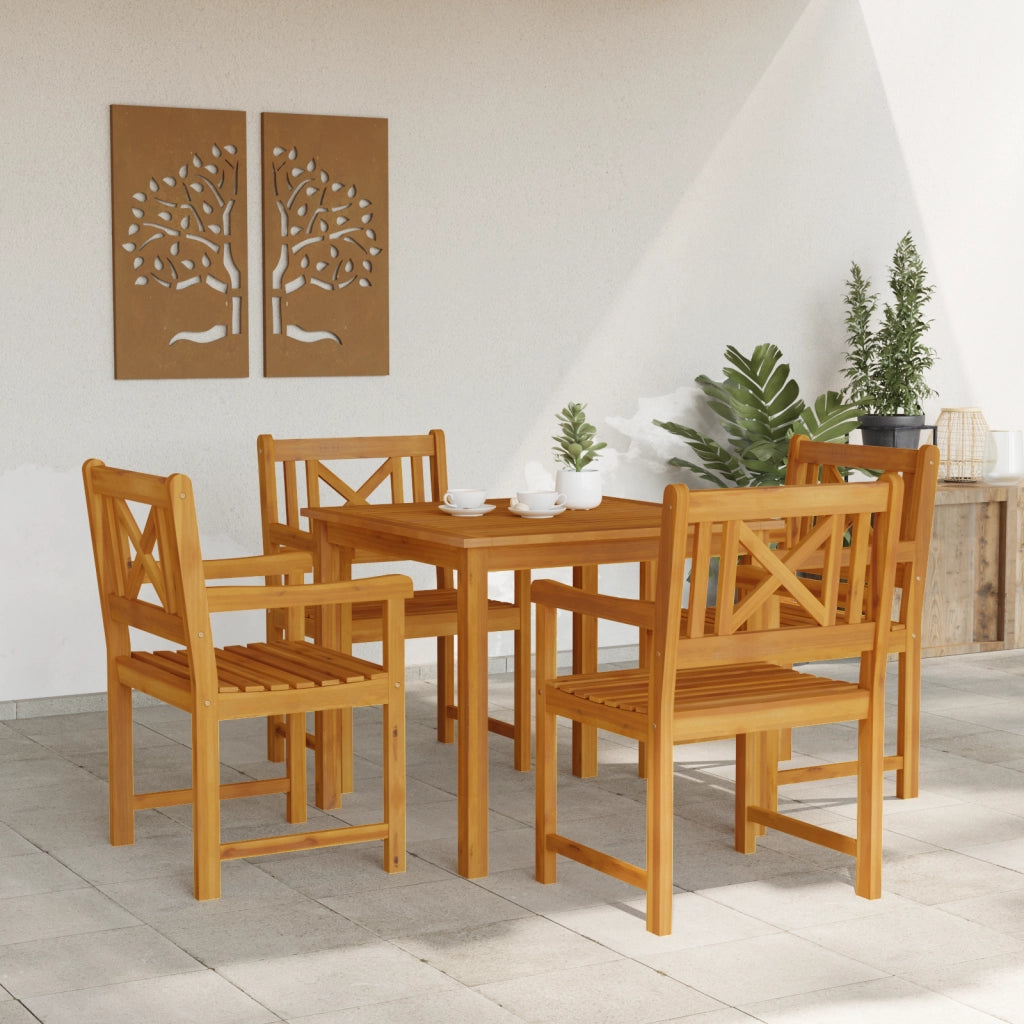 Set da pranzo da giardino  5 pezzi in legno massello di acacia