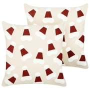 Set di 2 cuscini decorativi in tessuto di cotone beige con motivo natalizio 45 x 45 cm Accessorio decorativo
