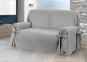 Copridivano Fodera Telo Protezione Divano Con Laccetti Fiocco Disegno Lord - 3 Posti - Grigio