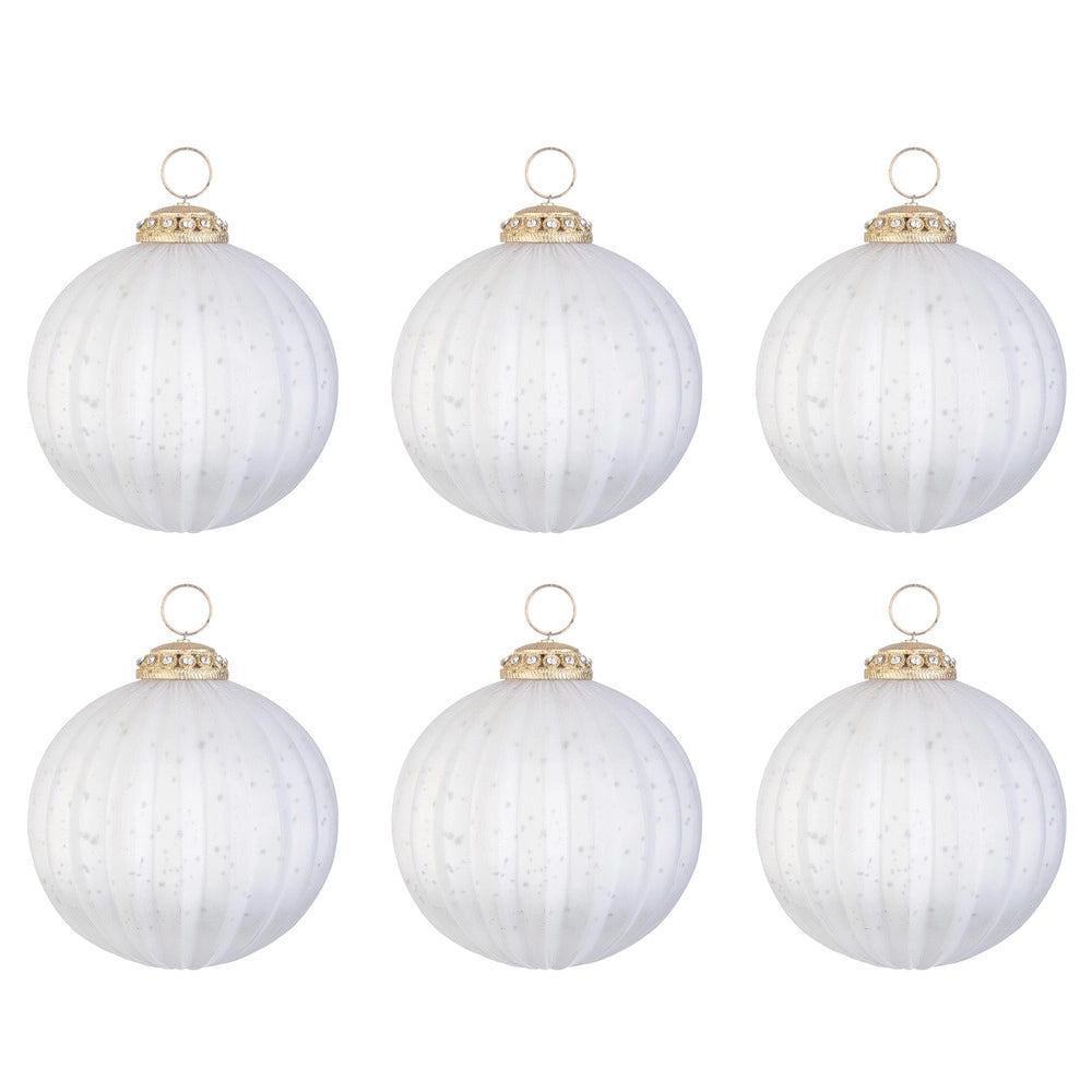 Palline di Natale in Vetro Bianco Opaco Daring Diametro: 80 mm
