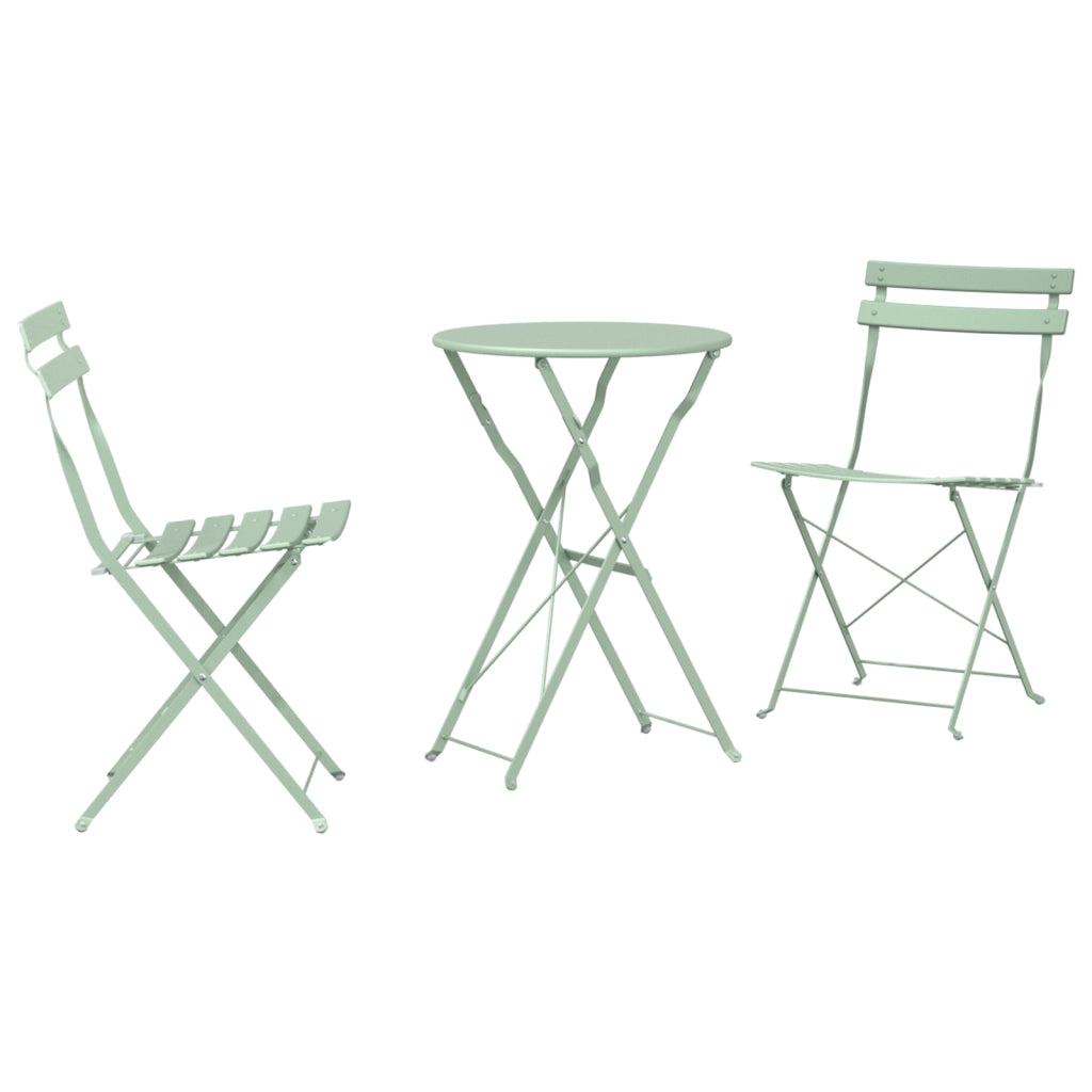 Set Bistro Pieghevole 3 Pezzi Verde Chiaro Acciaio
