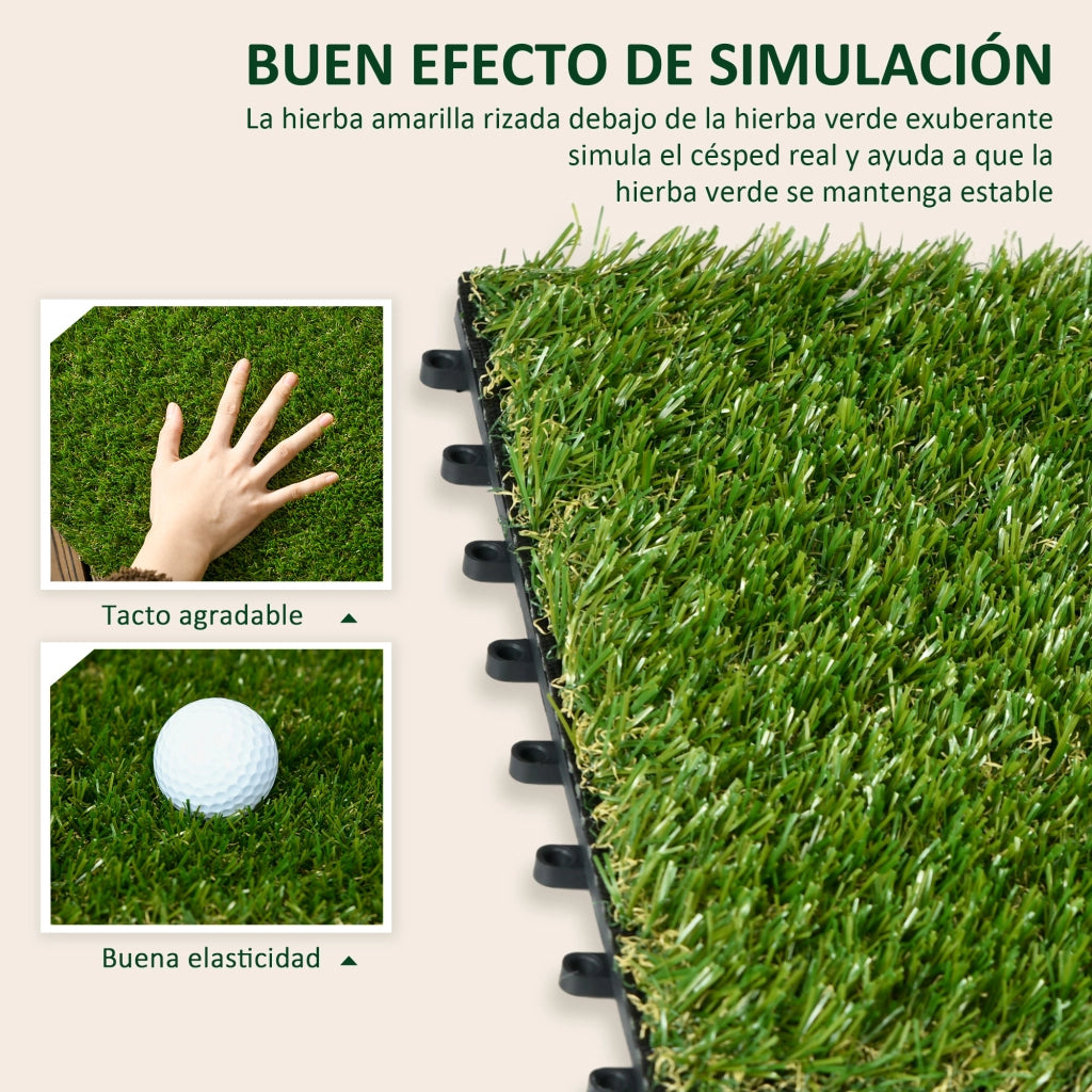 Tappeto erba sintetica 10 pezzi ¨C Zephmum ¨C Verde scuro 20mm 30x30cm