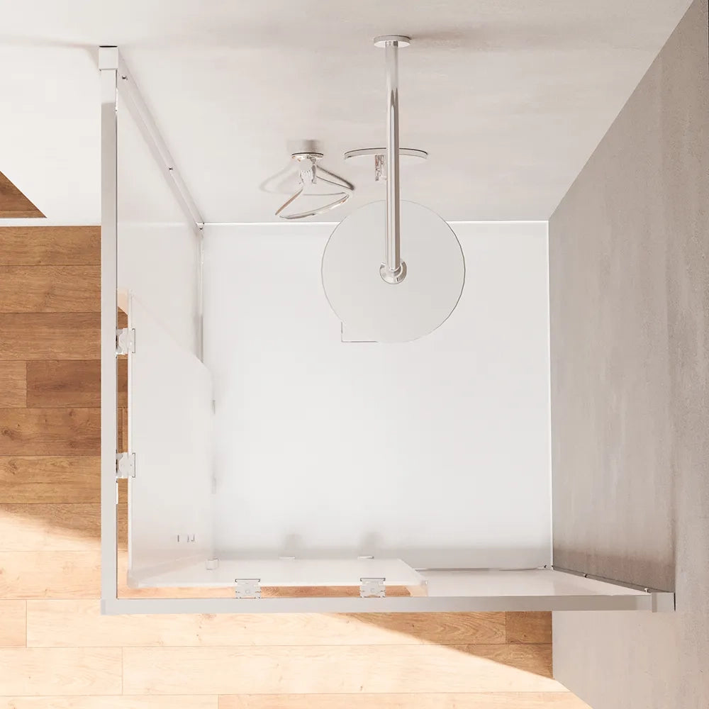 Box doccia angolare 80x100cm con profili cromati slim vetro 6mm opaco h190 | Portofino