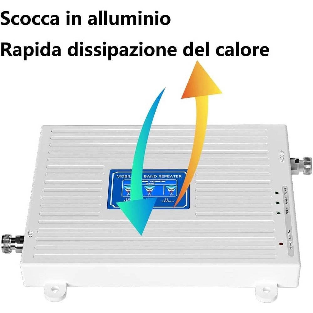 Trade Shop - Set Amplificatore Segnale Cellulare 2g 3g 4g Lte 900 1800 2100 Mhz Dcs Wcdma Gsm -
