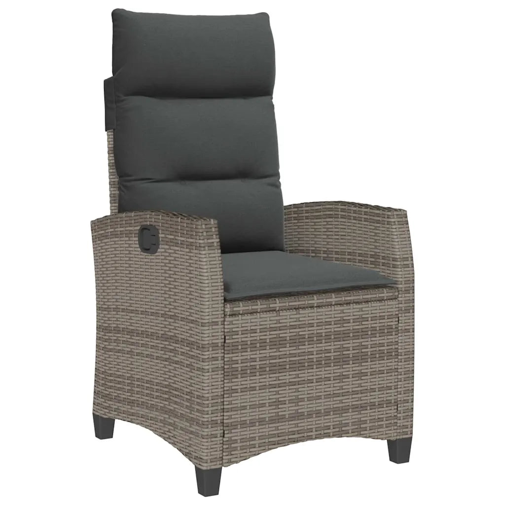 Sedia Reclinabile da Giardino | Sedie da Esterno con Tavolino Grigio Polyrattan