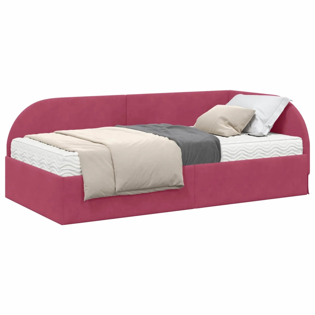 Struttura Letto Angolare con Materasso 2 pz-Giroletto con materasso Rosso Velluto