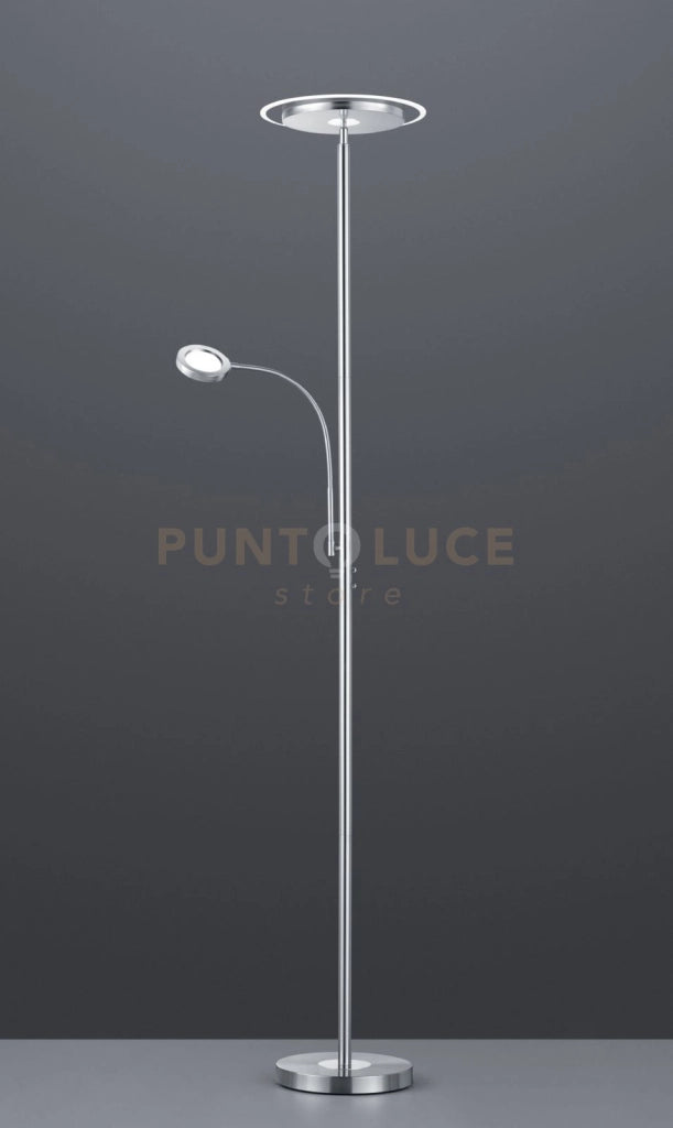 ACKBAR PIANTANA LED 2 LUCI TONDE ACCIAIO E CROMO DIMMERABILE H. 180 3000K 2000LM 18W DIMMERABILE