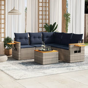Set Divani da Giardino 6 pz con Cuscini Grigio in Polyrattan