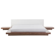 Letto in stile giapponese in frassino marrone 180 x 200 cm testata in legno impiallacciato MDF testata in similpelle camera da letto a basso profilo