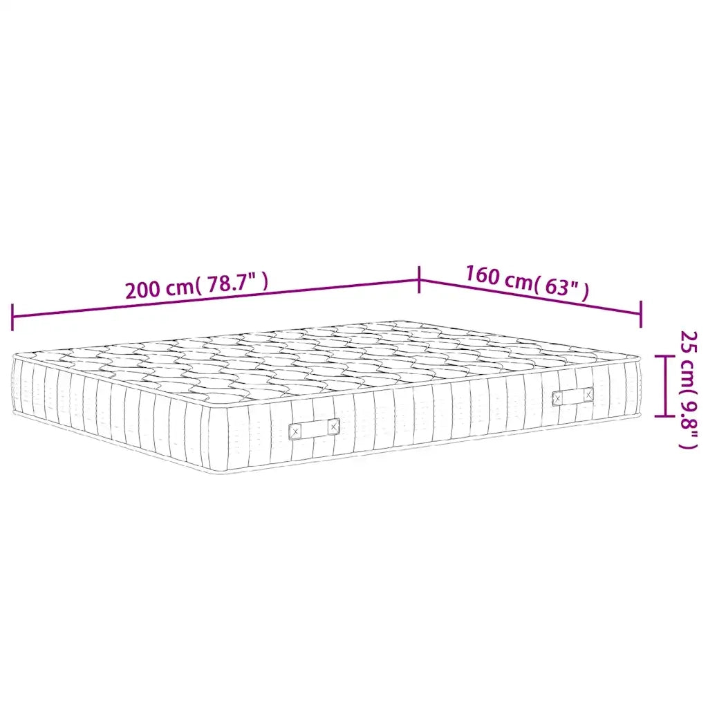 Materasso Molle Insacchettate-Materasso per Letto Medio Rigido 160x200cm Super King 966731