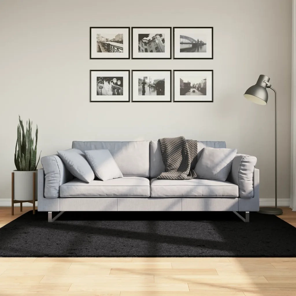 Tappeto del soggiorno | Tappeto OVIEDO a Pelo Corto Nero 140x200 cm