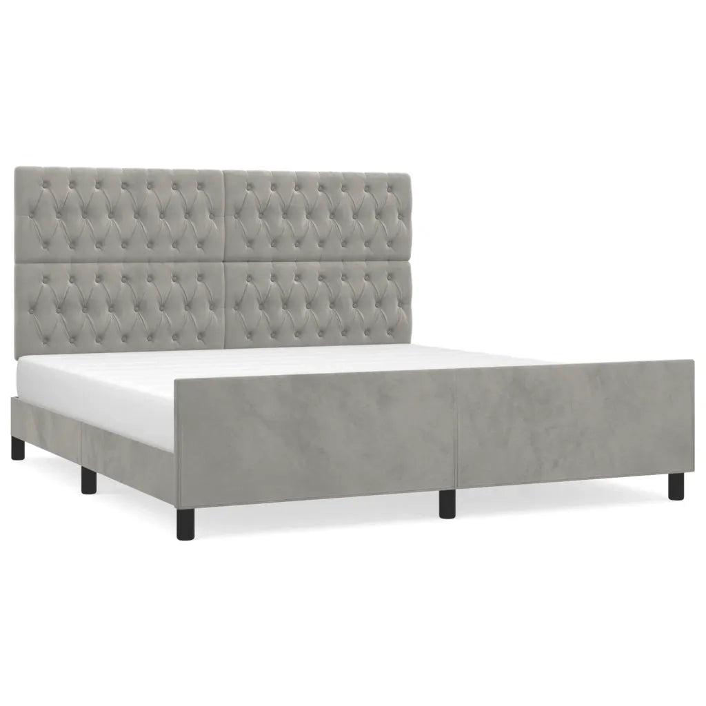 Giroletto con Testiera Grigio Chiaro 180x200 cm in Vellutocod mxl 121899