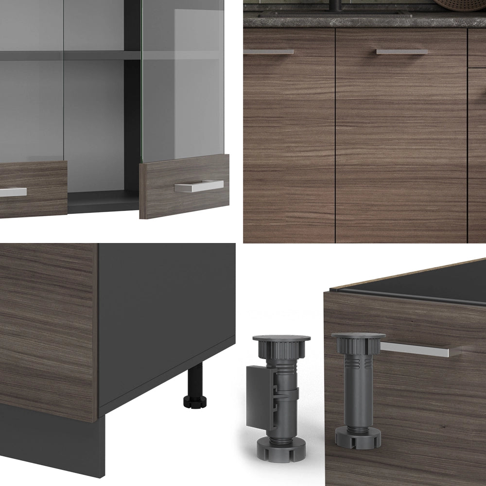 Vicco Cucina completa Grigio nobile/antracite 140 cm senza piano di lavoro
