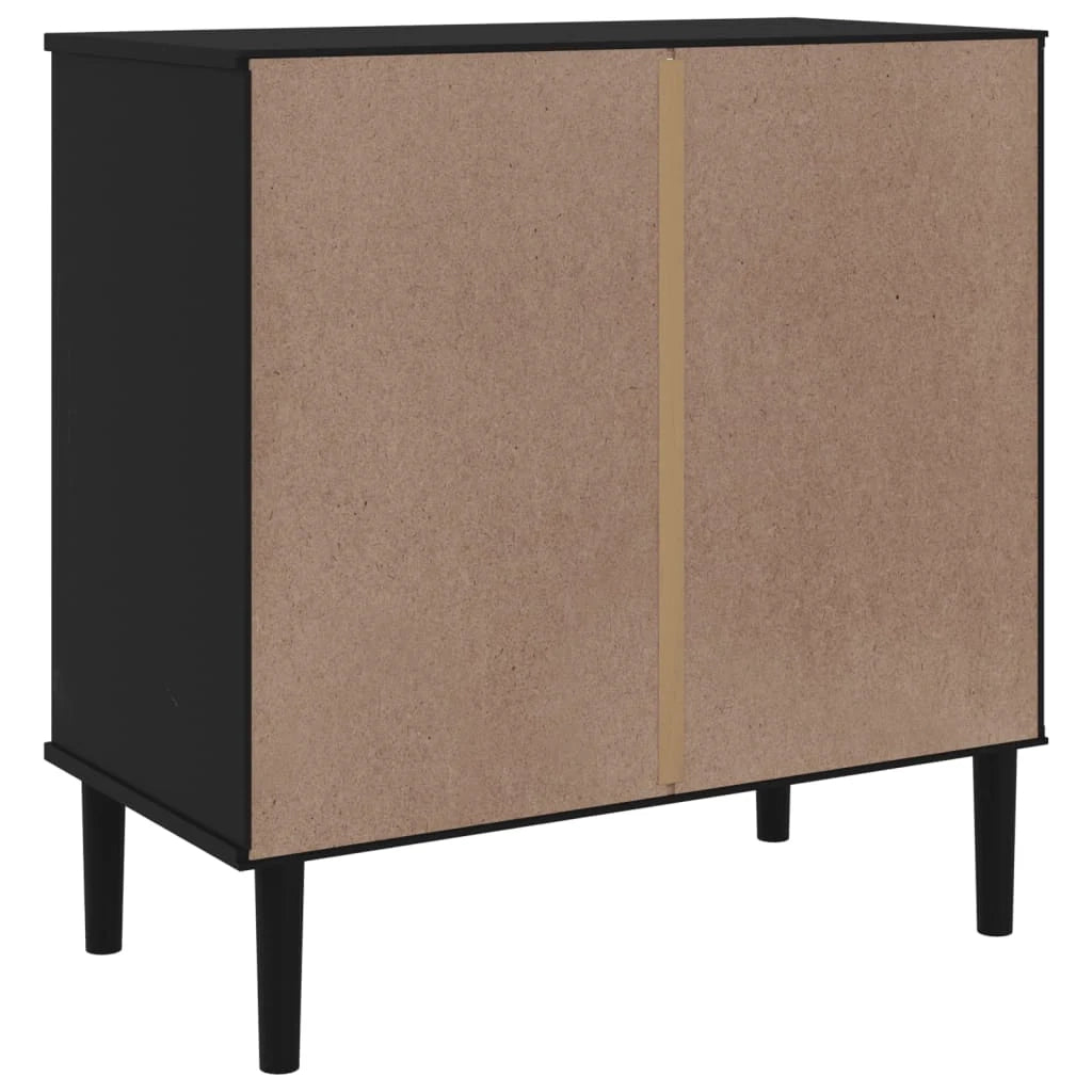 Buffet credenza cassettiera armadio mobile contenitore organizer per cucina soggiorno salotto effetto rattan 80 x 40 x 80 cm legno massello di pino nero 02_0036239