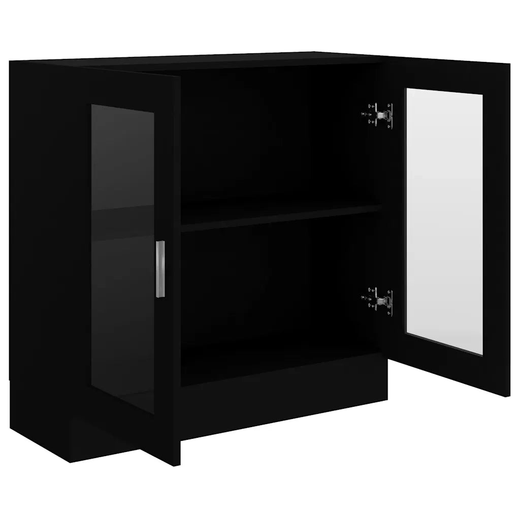 Armadietto con Vetrina Nero 82,5x30,5x80 cm Legno Multistrato 802742