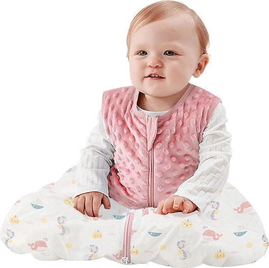 Sacco da lettino per neonati, 1,5 TOG coperta da lettino per neonati con 2 modalità di chiusura, coperta da lettino per neonati trasportabile e avvolgibile per neonati, 12-24 mesi, colore rosa