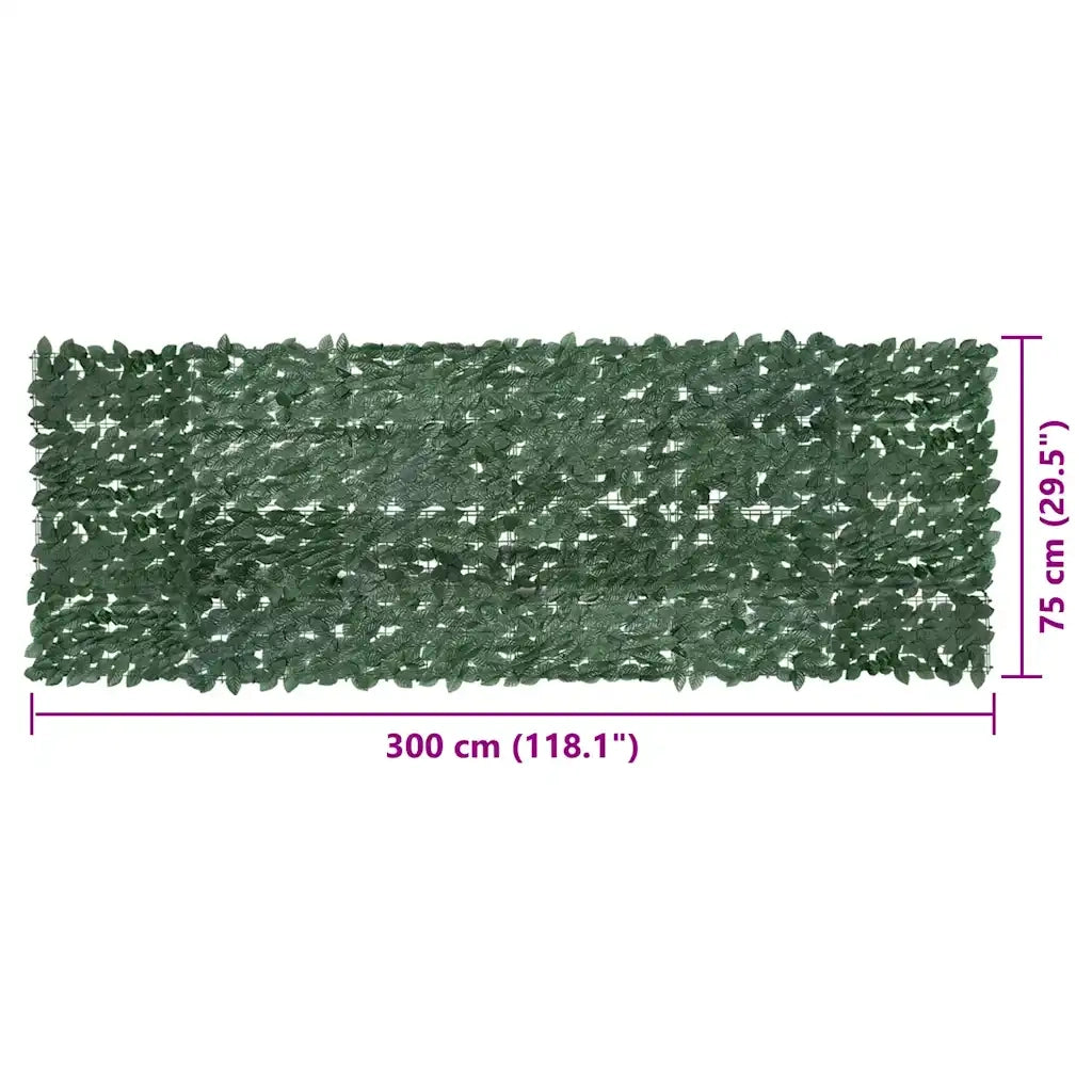 Paravento da Balcone con Foglie Verde Scuro 300x100 cm 315487