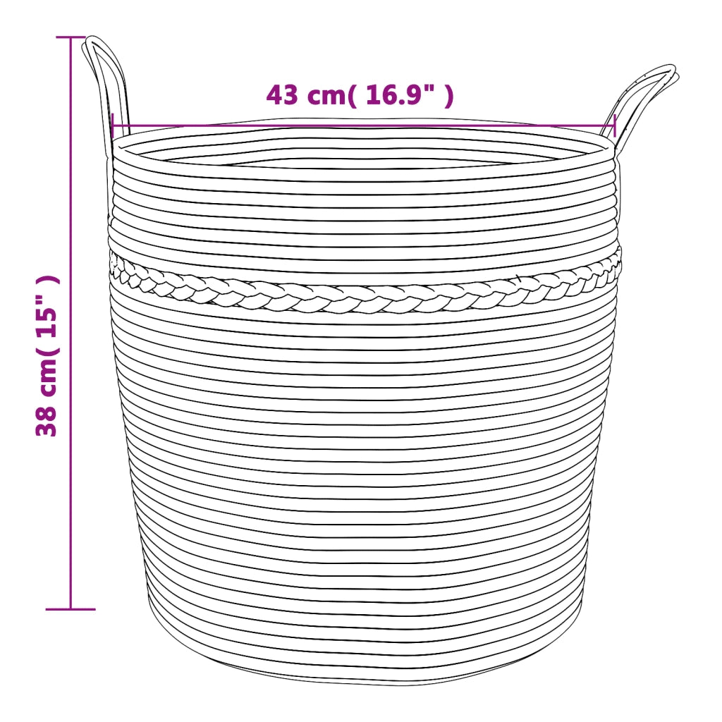 Cestino Portaoggetti Grigio e Bianco ?43x38 cm in Cotone CFW2600072