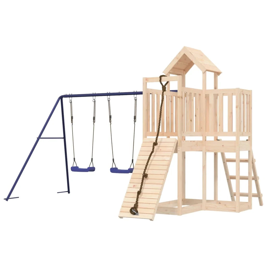 Altalene per parco giochi all'aperto scivolo altalene robuste giochi da giardino 357 x 248 x 214 cm legno di pino massiccio 02_0004905