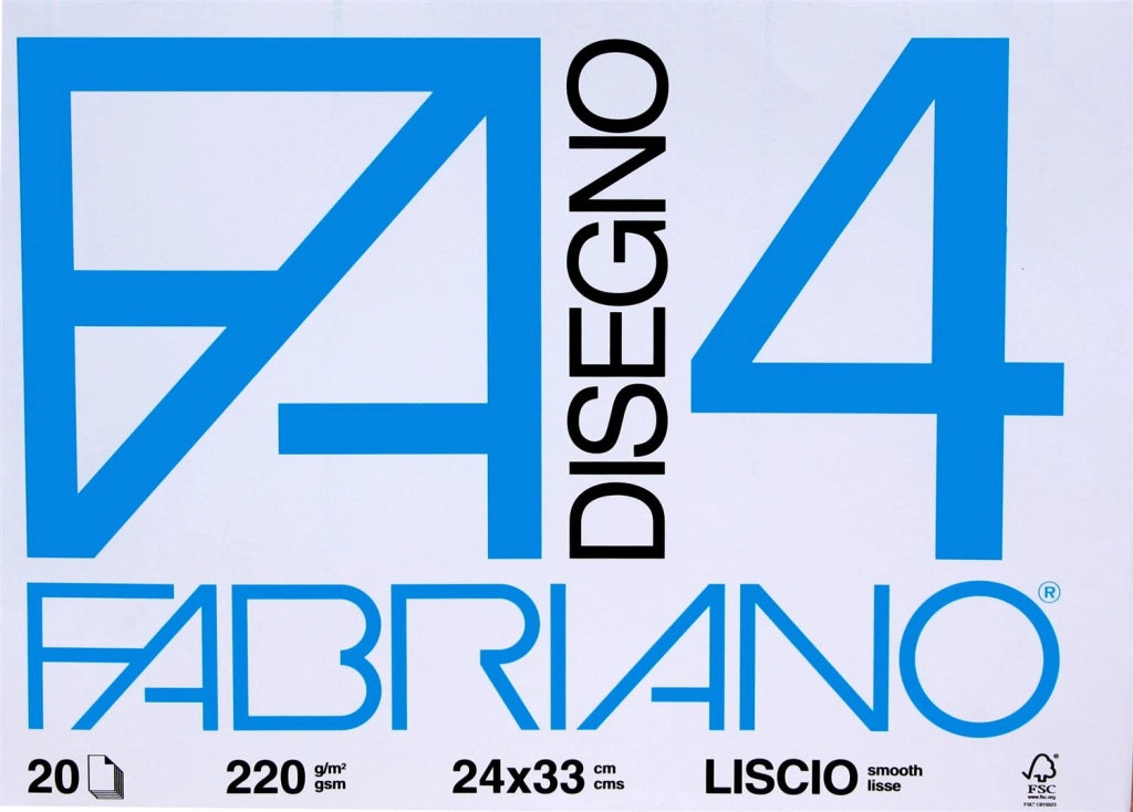 FABRIANO 2 BLOCCHI DISEGNO F4 24 X 33 CM LISCIO DA 20 FOGLI