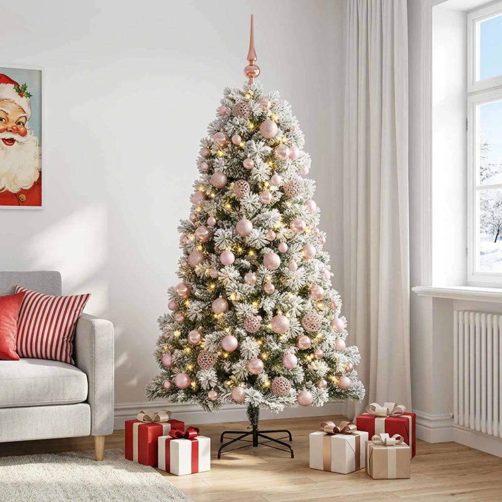 Albero di Natale artificiale con rami snodati e palline 210 cm 3466767