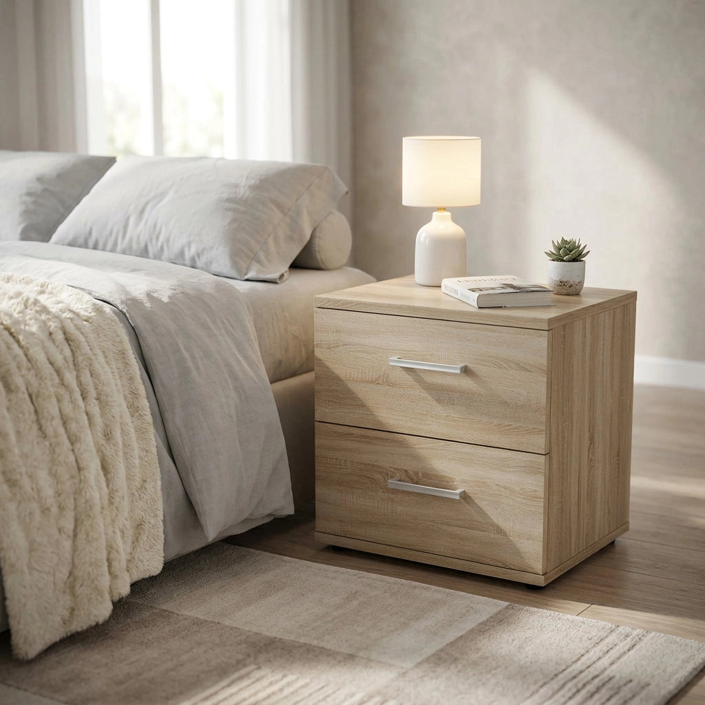 Comodino 2 cassetti Moderno in Legno Composito cm 44 4x33x40 - SPIKE