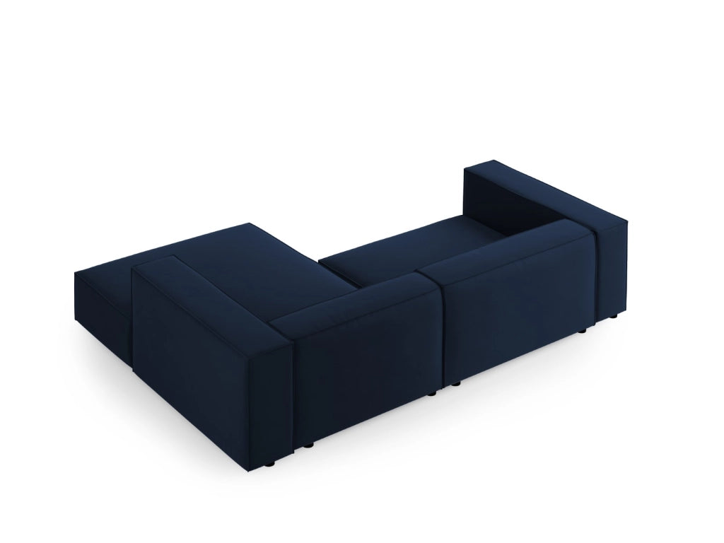 Cosmopolitan Design - Divano angolare destro "Arendal" 3 posti in velluto blu reale 