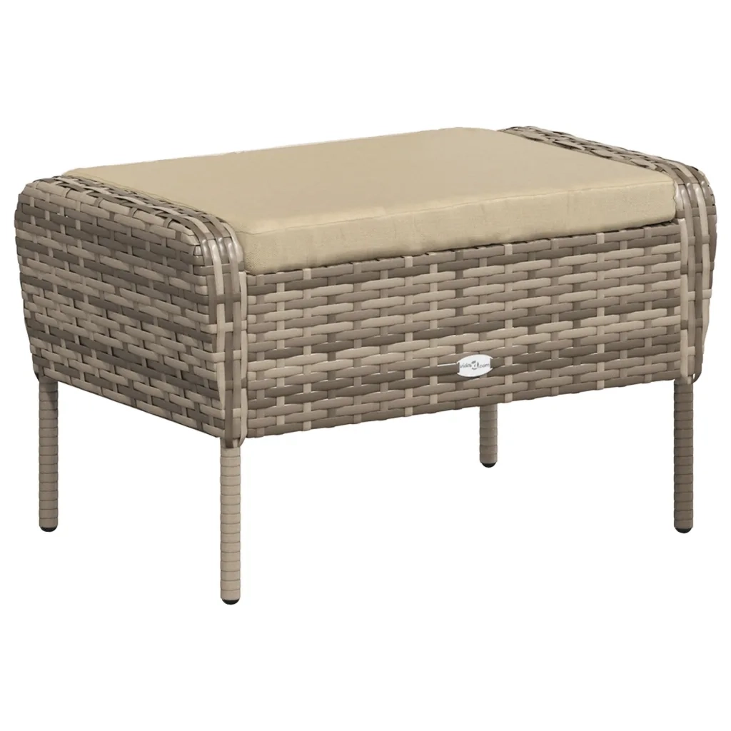 Poltrona da Giardino con Poggiapiedi Polyrattan Marrone Chiaro CFW2301066