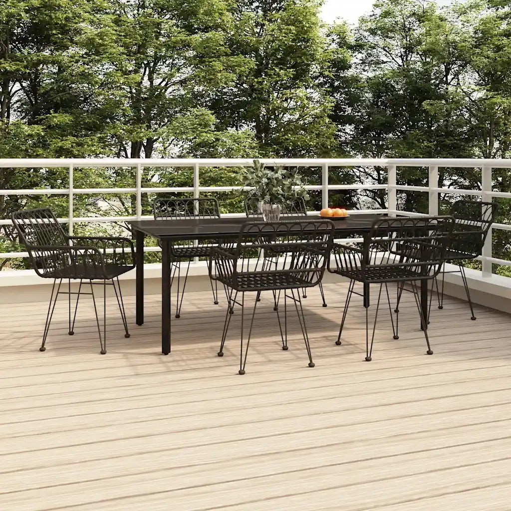 Set da Pranzo da Giardino 7 pz Nero in Polyrattan cod mxl 35576