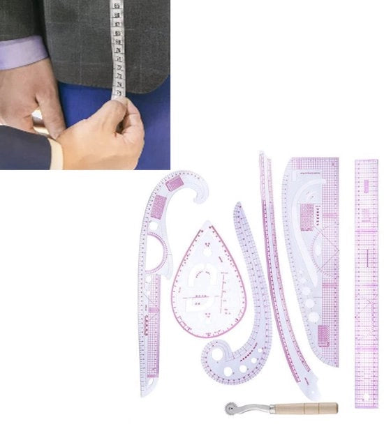 Set di linee per la sartoria 7 pezzi - Linea per abbigliamento - Linea per disegno - Linea per taglio - Linea per cucitura a mano - Materiale PVC, duraturo e flessibile - Set di linee per la sartoria