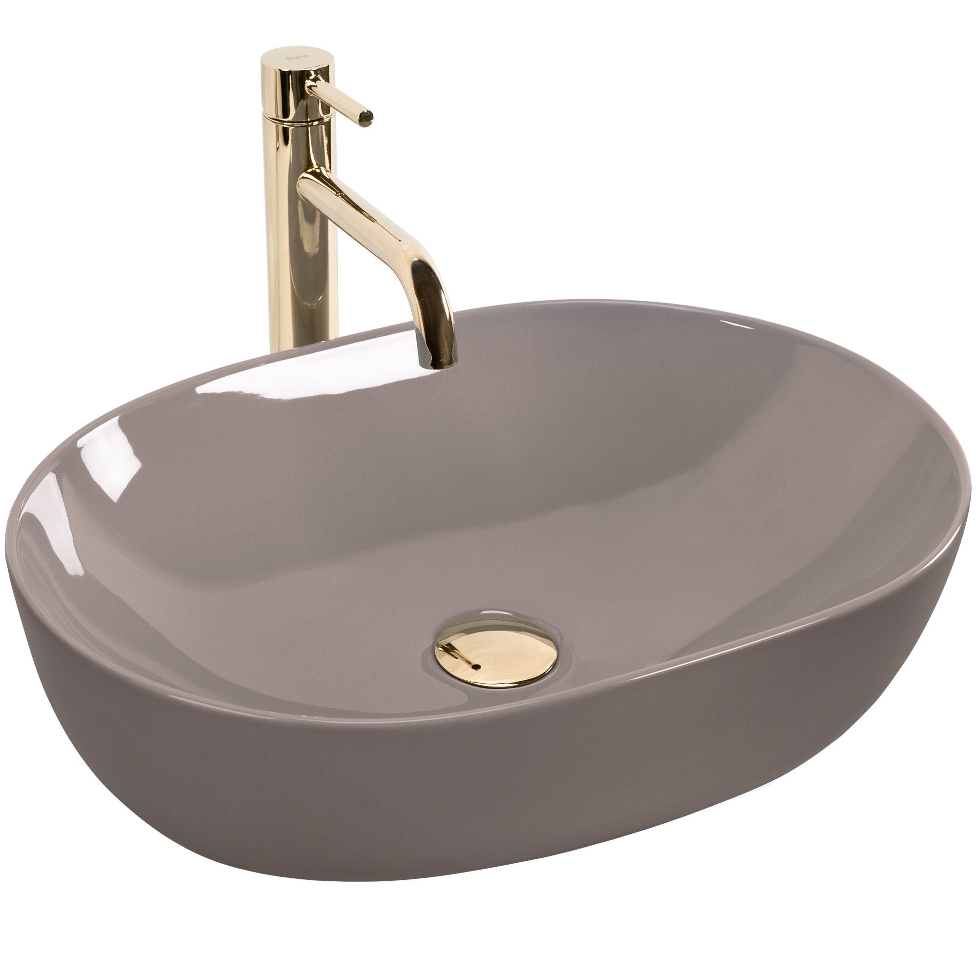Lavabo Da Appoggio Rea Lisa Beige Shiny