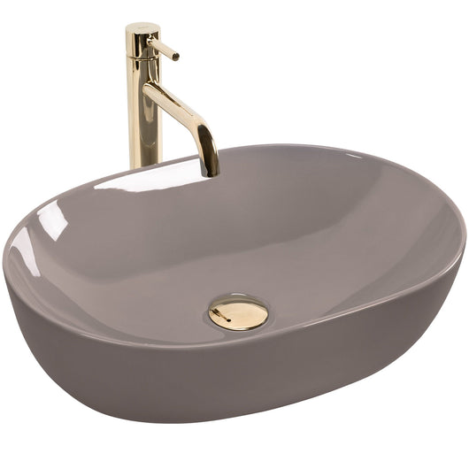 Lavabo Da Appoggio Rea Lisa Beige Shiny
