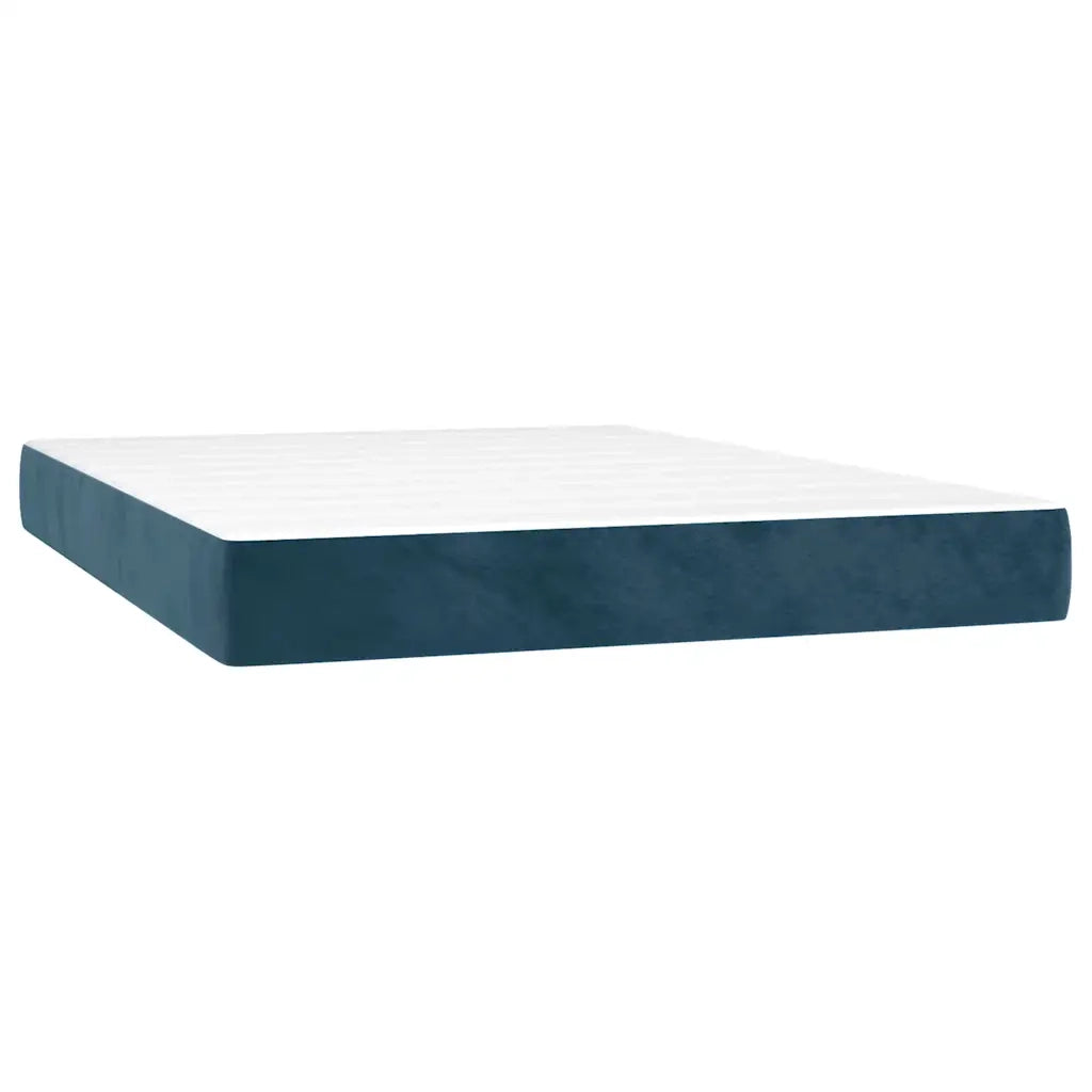 Giroletto a Molle con Materasso Blu Scuro 140x190 cm in Velluto 3144331