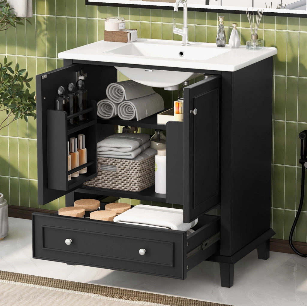 Mobile bagno con lavabo integrato, 73x45x87 cm, nero