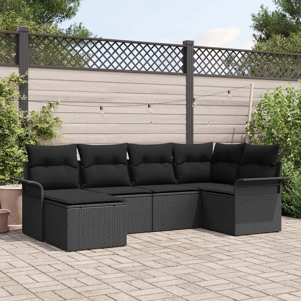 Set Divano da Giardino con archiviazione 6 pcs Nero polyrattan 3354102