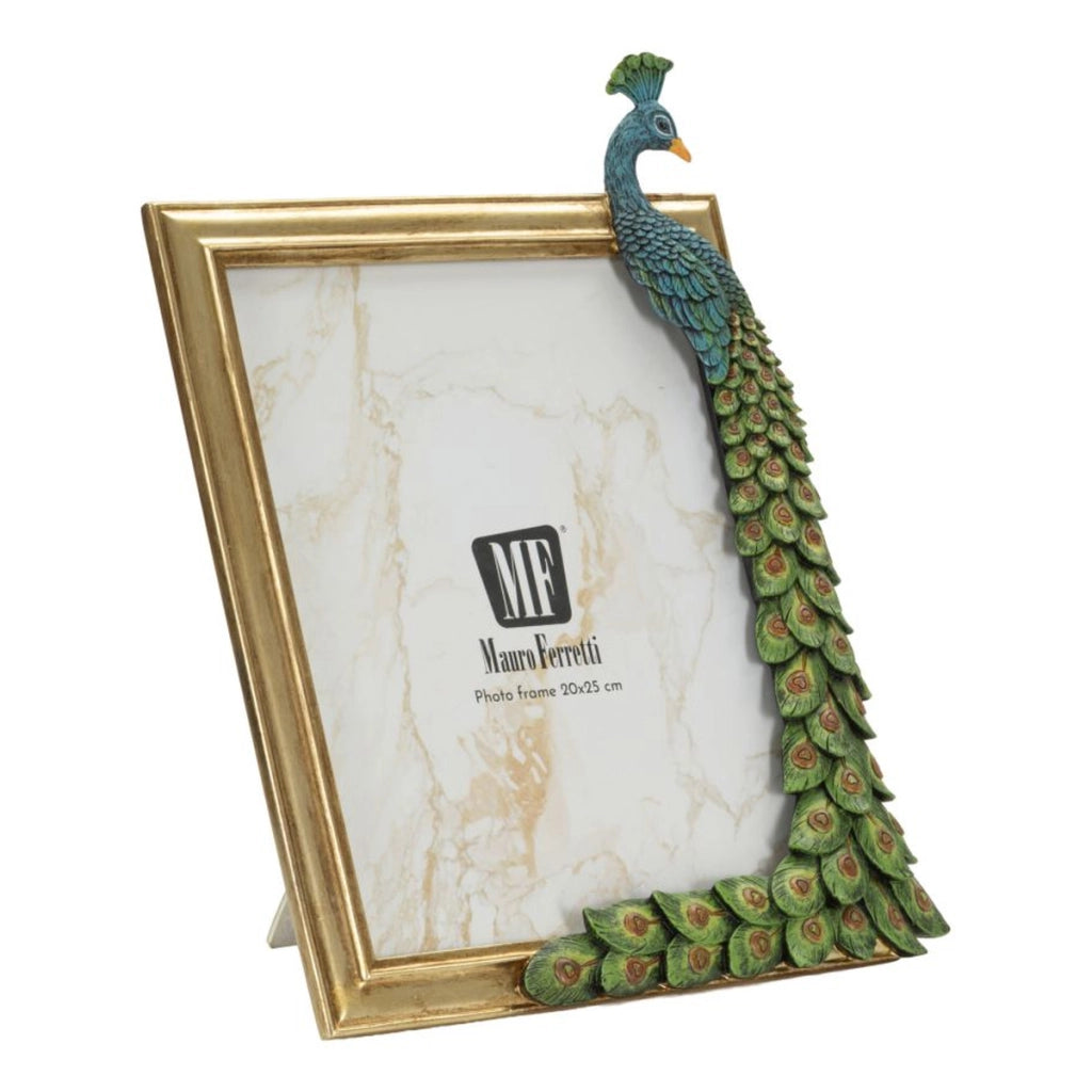 Cornice portafoto Glam con pavone decorativo