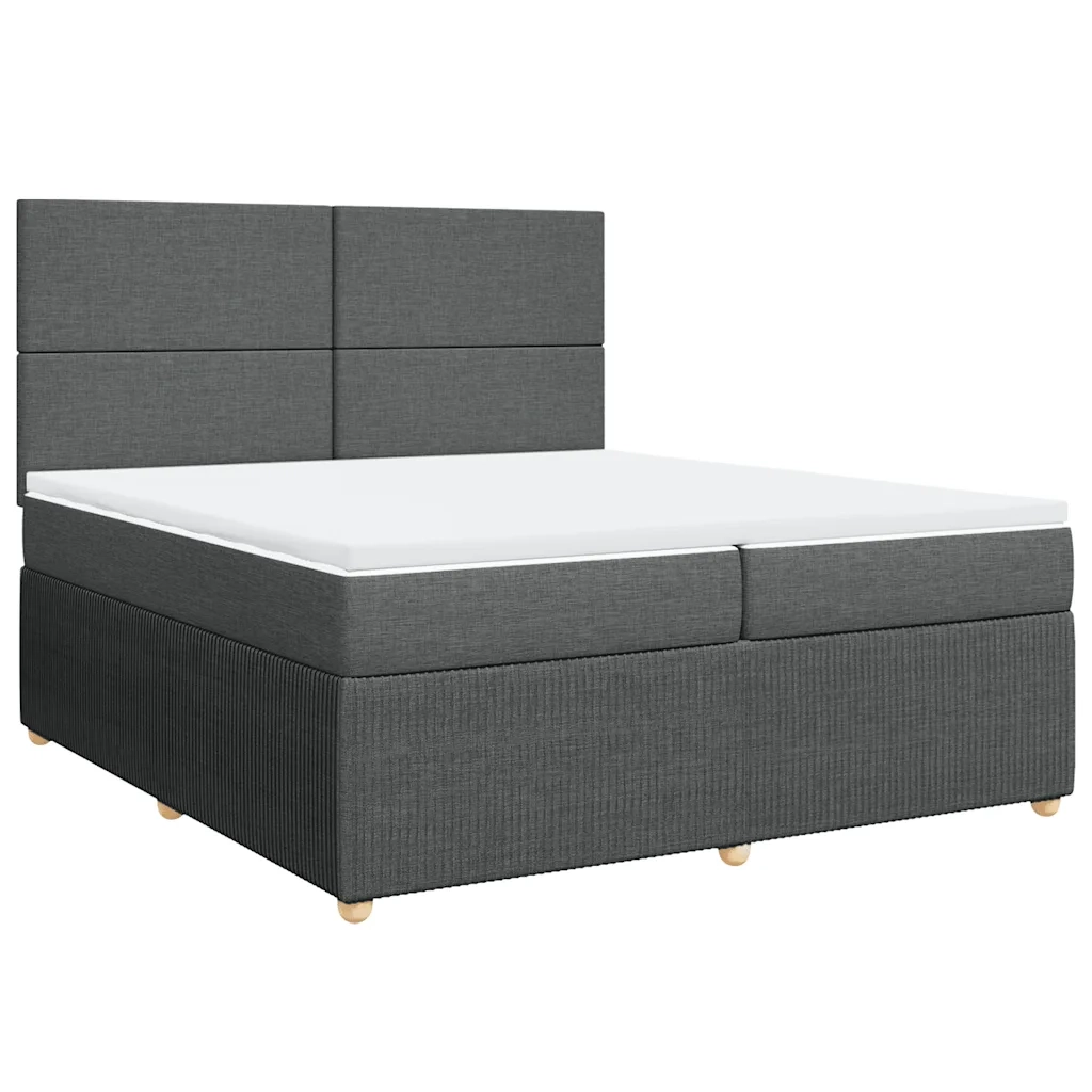 Giroletto a Molle con Materasso Grigio Scuro 200x200 cm Tessuto