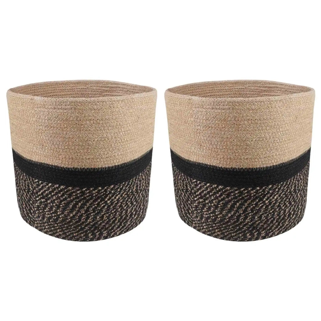 Set di Vasi per Piante 2 pcs Naturale e Nero Ø 28 x 28 cm