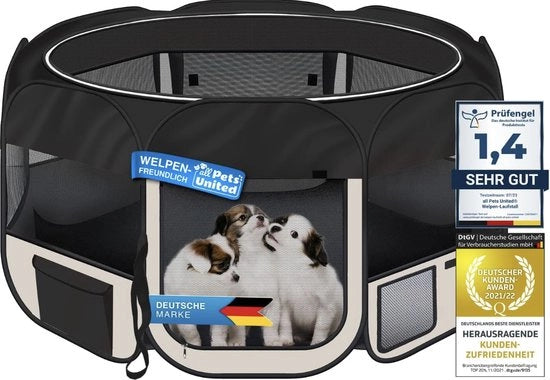 Casella per Animali; XXL recintazione all'aperto per cani, gatti, conigli e piccoli animali dentro e fuori casa (Nero - Beige)